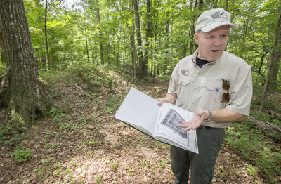Michael Shaffer, a Civil War Historian and member of the River Line Historic Area, talks about the Johnston River Line site in Mableton, which was recently listed on the National Register of Historic Places. Staff-Kelly J. Huff