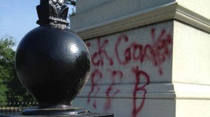 VANDALS HIT RICHMOND'S CONFEDERATE MONUMENTS Vandals spray-painted graffiti on the Confederate Soldier and Sailors Monument at Libby Hill Park overnight. 