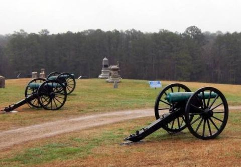 Union 12-pounder “Napoleon” cannons on Snodgrass Hill, Chickamauga. They made a stand at Snodgrass Hill after its line had been broken earlier in the day. Scott Hippensteel