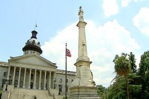 The Confederate flag at the South Carolina State House prior to its removal.