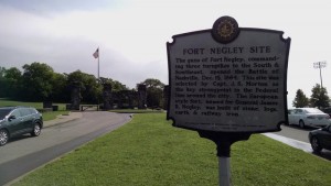 An American flag with just 35 stars stands inside Fort Negley in South Nashville. CHAS SISK / WPLN