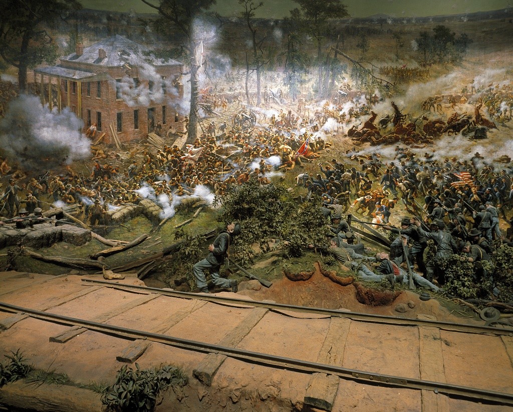 Atlanta Cyclorama. The Battle of Atlanta was painted in Milwaukee, Wisconsin, in the studios of the American Panorama Company. The company, established in 1883, was commissioned to produce two Civil War cycloramas  the Battle of Missionary Ridge (1883-84) and the Battle of Atlanta (1885-86) as well as a series on biblical themes.