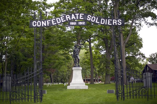 ‘The Lookout’ at Johnson’s Island Confederate Cemetery was sculpted in 1910 by Moses Ezekiel. It has not drawn the controversy that some prominent monuments in Louisiana and elsewhere have had this year.