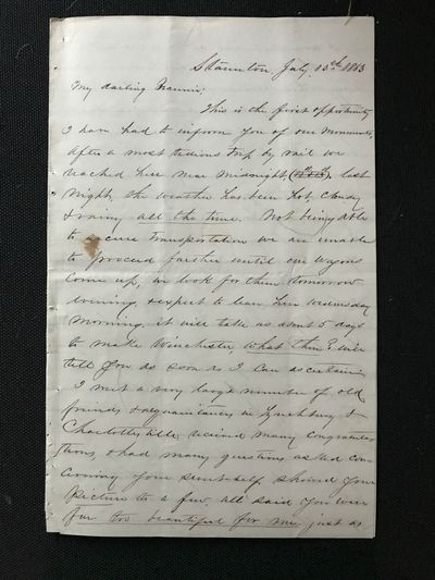 Photograph of an original letter from Gen. Gabriel Wharton to his wife, Nannie Radford Wharton. Sue Bell, great-great granddaughter of the Whartons, has spent the past five years transcribing more than 500 letters the couple exchanged between 1863-65. Courtesy of Sue Bell